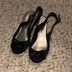 Monaco Black Espadrille Slingbacks with Bow